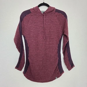 Title Nine S Merinowolle Pullover Kapuze Strick Sweatshirt weinrot lila Outdoor - Bild 1 von 5