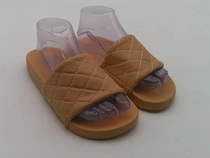 Powertrend Shoes Womens Size 8 Tan Quilted Slide Sandals Slip On Comfort Casual - Picture 1 of 9