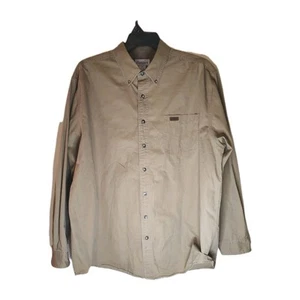 Vintage 90s Carhartt Rugged Beige Button Up Long Sleeve Work Shirt Mens XL - Picture 1 of 4