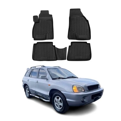 OMAC Floor Mats Liner for Hyundai Santa Fe 2001-2006 Black TPE All-Weather 4 Pcs - Изображение 1 из 4