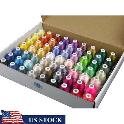 63 Color Polyester Machine Embroidery Thread Kit 550Y Durable Bonus Included New - Image 1 of 4