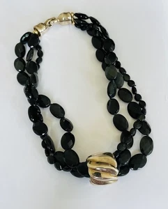 "COLLAR COLGANTE ANILLO PLATA ESTERLINA CUENTAS ÓNIX NEGRO MODERNISTA SIMON SEBBAG 19""" - Imagen 1 de 18