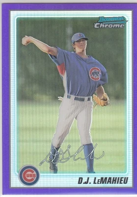 2010 Bowman Chrome Purple Refractor #929/999 DJ LEMAHIEU #BCP110 Cubs — 第 1/2 张图片