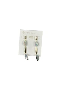 Kendra Scott Ivy Linear Gold Dangle Earrings With Multicolor Stones NWT - Imagen 1 de 3