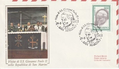 1982 ITALY SAN MARINO FDC BUSTA VISITA DI PAPA GIOVANNI PAOLO II - Image 1 of 2