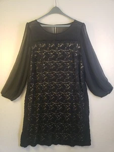 Collection Dress Barn Women’s Black Lace & Sheer Long Sleeves Dress Sz 22  - Picture 1 of 17