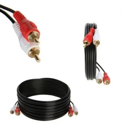 LOTE de 2 cables RCA macho a 2 RCA macho audio estéreo rojo/blanco DVD HDTV paquete múltiple Foto 1 de 4
