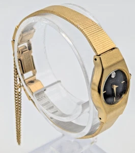 PULSAR Diamond Y580-170 Watch Women Gold Tone Black Face 16mm New Battery - Picture 1 of 10