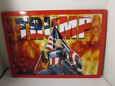 DONALD TRUMP Captain America Holding US Flag 17"x12" Metal Tin Sign Wall Poster
