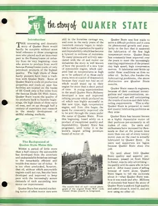 Vintage 1969 The Story of QUAKER STATE Jobbers SELL SHEET ADVERTISING (2 pages) - Picture 1 of 6