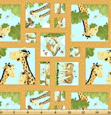 Zoe the Giraffe Patchwork Nursery Fabric by Susybee for Hamil Textiles, BTHY - Image 1 of 3