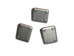 Cast Metal Shank Button Square Shaped Buttons (3) Matte Silver Finish 7/8" - Picture 1 of 6