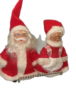 Vintage Mr. & Mrs. Clause Figures Rubber Face, Fabric & Plastic Articulated - Picture 1 of 6