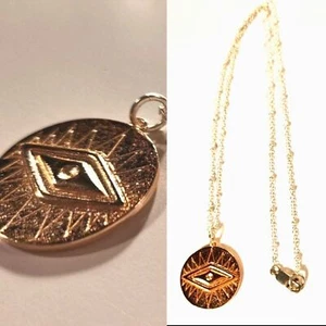 Evil Eye Protection Necklace Rose Gold Silver Pendant Dainty Chain Layer Copper - Picture 1 of 14