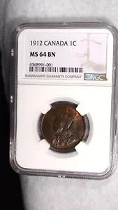 1912 CANADA ONE CENT NGC MS64 BN 1C Coin PRICED TO SELL NOW! - Picture 1 of 4