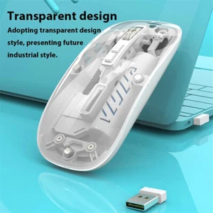 Transparent Mouse Dual Mode 2.4G Bluetooth Rechargeable Mouse Noiseless Cordless - Afbeelding 1 van 21
