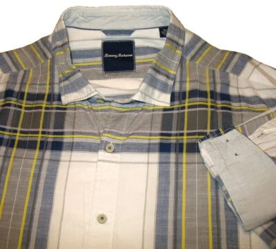 Camisa TOMMY BAHAMA L/Slv XL) 18 x 37 Pizarra y Marfil Cuadros Mezcla SEDA Sombra Cuadros Foto 1 de 4