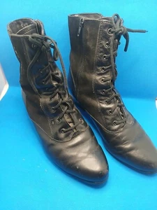 Vintage 80s Made In Finland Broadway Women’s Leather Ankle Boots Black - Bild 1 von 5