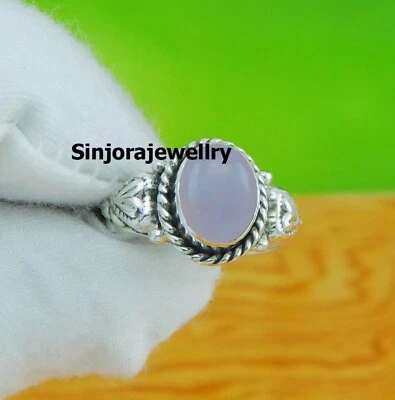 Lavender Jade Gemstone 925 sterling silver handmade Gift Ring US size 5 to 10 - Imagem 1 de 4