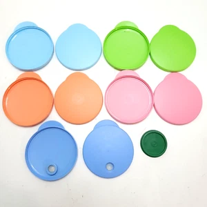 Tapas Tupperware de Colección 11 piezas: 4"" azul claro, rosa, verde, naranja, azul oscuro, 2"" GRN - Imagen 1 de 5