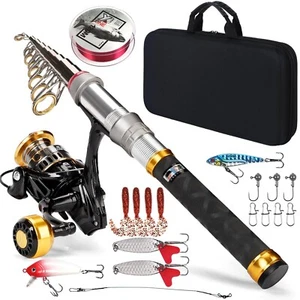 Fishing Rod Telescopic Carbon Fiber Rod Combo with Spinning Reel Portable Tac... - Picture 1 of 7