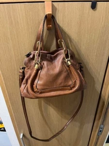Chloe Leather Paraty 2way Hand Crossbody Shoulder Bag Brown Women 20860 - Picture 1 of 24