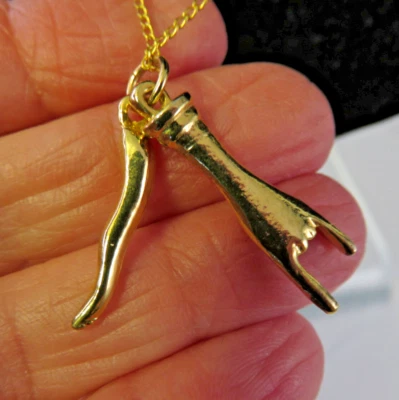 Colar Cornuto folheado a ouro com chifre e mão 18 polegadas proteção EVIL EYE - Imagem 1 de 4