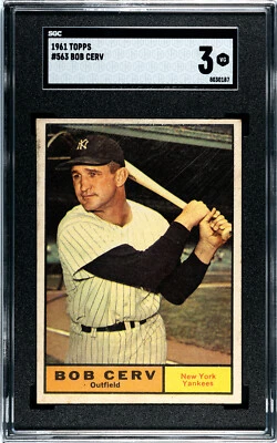 1961 Topps Bob Cerv New York Yankees #563 SP 🚀😳💥 SGC Graded 3 - Image 1 of 2