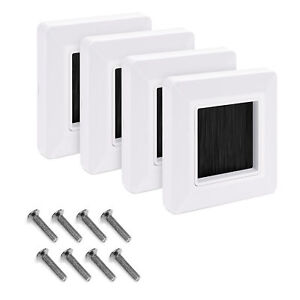 4x Single Gang Brush Wallplate Flush Wall Mounted Faceplate Cover Cable - Black