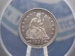 1853 "P" Seated Liberty Quarter *ARROWS & RAYS* 25c ANACS AU50 Details #178 - Picture 1 of 5