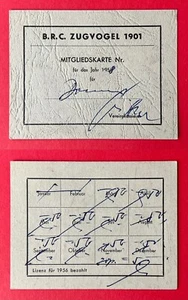 alte Mitgliedskarte B. R. C. Zugvogel 1901 Berliner Radfahrer Club 1958 ( 153724 - Bild 1 von 1