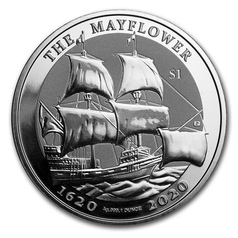 2020 BVI 1 oz Silver Mayflower 400th Anniversary BU - SKU#201945 Cover