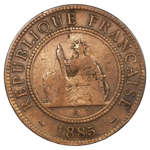 Indochina - 1 Cent Piaster 1885 A Bronze - KM.1 Münze Französische Kolonie - Bild 1 von 2