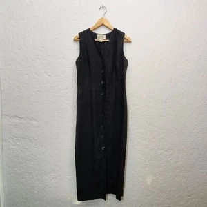 Black linen button up maxi dress - Picture 1 of 3