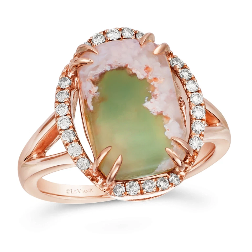 Anel LeVian 925 prata esterlina folheado a ouro rosa Aquaprase 4,24 cts tamanho 6 - Imagem 1 de 4
