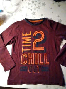 Langarm T-Shirt Größe 116 burgund mit orangen Aufdruck - Bild 1 von 1