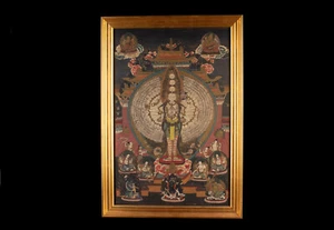 Ein Thangka. Elfköpfiger Avalokiteshvara Sahasra-Bhuja, Pigment auf Stoff. Tibet - Picture 1 of 18