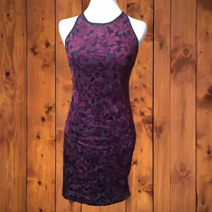 B Darlin Juniors Size 7/8 Sheath Burnout Velvet Mini Dress Burgundy Floral - Picture 1 of 5
