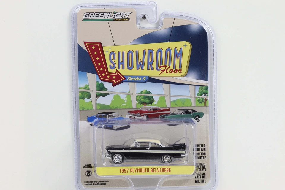 1:64 Greenlight 1957 Plymouth Belvedere Nero Showroom Floor Serie 6 - Immagine 1 di 1