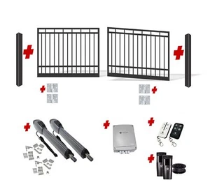 3600mm 3.6x1.5m Double Swing Driveway Gates Opening Alternating Picket Steel ... - Picture 1 of 1