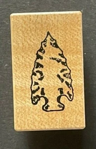 Mini Primitive Stone Era Spear Tip Fishing Hunting Sign Symbol Wood Rubber Stamp - Picture 1 of 3