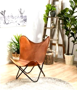 Retro Leather Butterfly Chair leather Handmade Cover Office chair ( Cover Only ) - Picture 1 of 7
