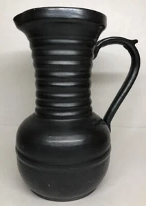 Große Vase Krug emailliert schwarz glänzend DLG von Jean Marais Vallauris unsigniert - Bild 1 von 10