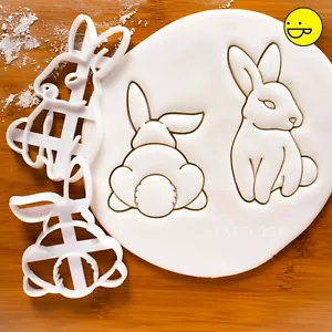 Set of 2 Bunny Cookie Cutters | Easter Day egg hunt rabbit bunnies biscuit - Picture 1 of 12