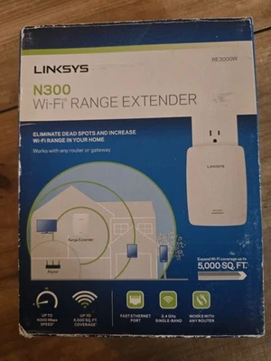 Linksys RE3000W Single Band 2.4Ghz WiFi Range Extender Booster N300 - Image 1 of 3