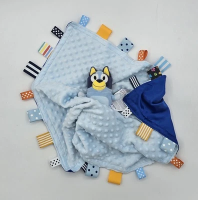 Manta de seguridad de felpa acolchada azul Lovey para niños con cinta/satén 20 x 22 pulgadas Foto 1 de 4