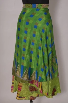 Falda Boho Envolvente Vintage Seda Larga Diseñador Falda Mujeres Fiesta Vestido Corto Foto 1 de 4