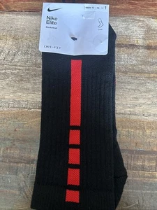 Nike Men’s Elite Crew Socks Black And Red Size X-Large Men 12-15 - Picture 1 of 3