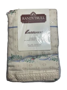 Vintage Fieldcrest Randy Trull Maidstone Rose Eyelet King Pillowcase Set 80s New - Picture 1 of 7