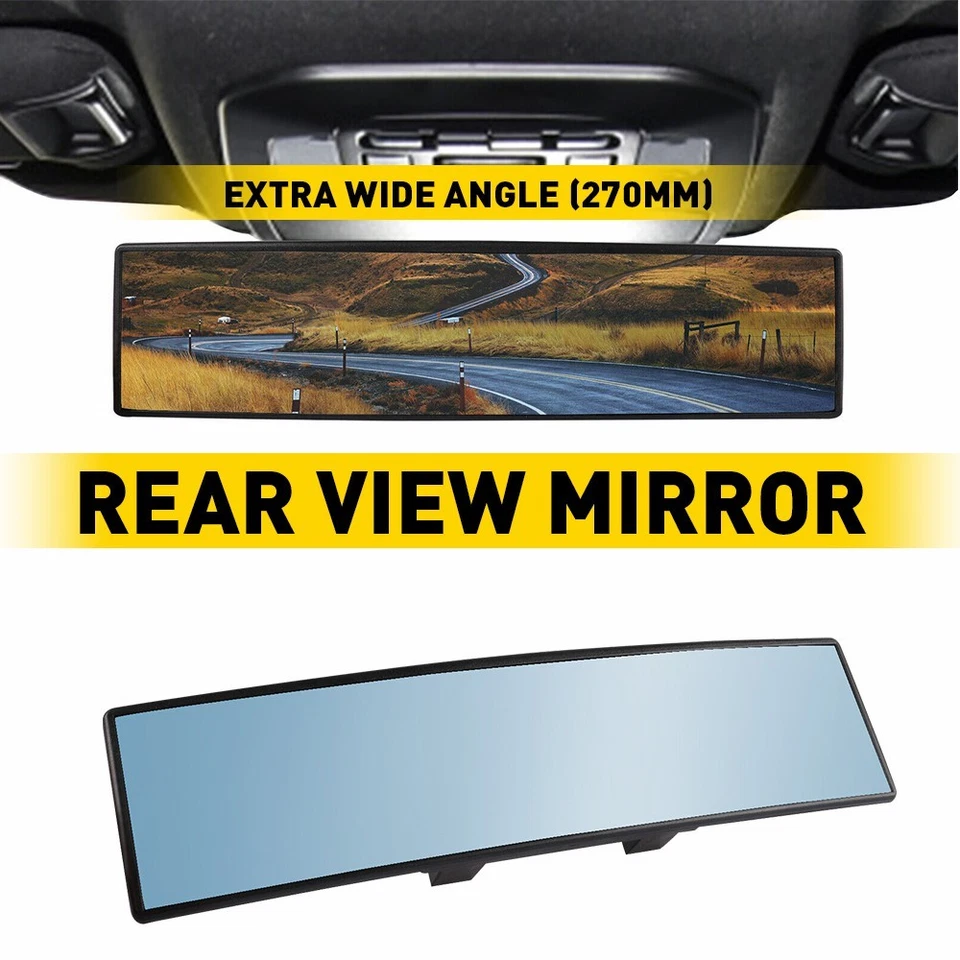 270MM Convex Interior Clip On Rear View Tint Blue Mirror Universal Blue Tint - Image 1 of 4